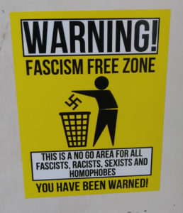 fascism free zone sticker label